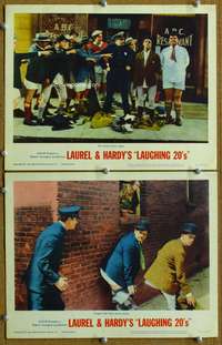 4g432 LAUREL & HARDY'S LAUGHING '20s 2 LCs '65 wacky image of Stan & Oliver with their pants down!