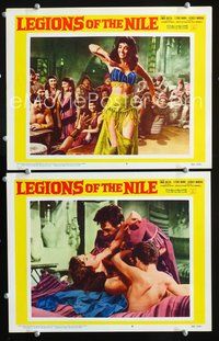 4g434 LEGIONS OF THE NILE 2 movie lobby cards '60 Italian Egypt epic, image of sexy bellydancer!