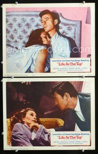 4g435 LIFE AT THE TOP 2 movie lobby cards '66 Laurence Harvey, Jean Simmons