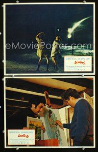 4g453 LOVING 2 movie lobby cards '70 cool image of George Segal painting, Irving Kershner directed!