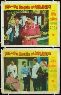 4g458 MA & PA KETTLE AT WAIKIKI 2 movie lobby cards '55 Marjorie Main & Percy Kilbride in Hawaii!