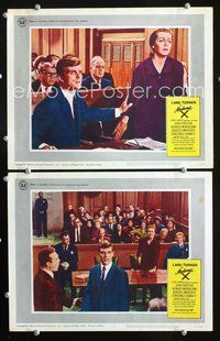 4g461 MADAME X 2 movie lobby cards '66 Lana Turner & Kier Dullea in courtroom!