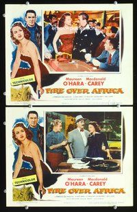 4g238 MALAGA 2 movie lobby cards '54 sexy Maureen O'Hara, Macdonald Carey!