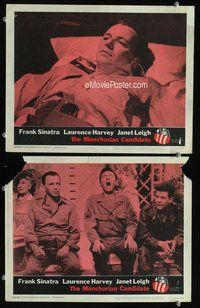 4g478 MANCHURIAN CANDIDATE 2 movie lobby cards '62 close-up of Frank Sinatra!