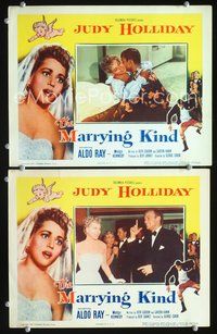 4g485 MARRYING KIND 2 movie lobby cards '52 romantic close-up of Judy Holliday, Aldo Ray!