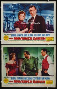 4g492 MAVERICK QUEEN 2 movie lobby cards '56 Barbara Stanwyck, from Zane Grey novel!