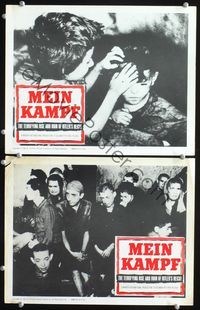 4g495 MEIN KAMPF 2 movie lobby cards '60 from secret German files, Den Blodiga tiden!