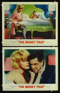 4g512 MONEY TRAP 2 movie lobby cards '65 Glenn Ford in bed watching sexy Elke Sommer undress!