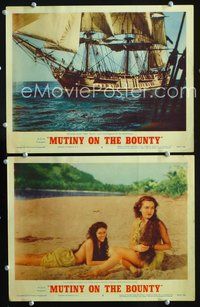 4g524 MUTINY ON THE BOUNTY 2 movie lobby cards R57 image of ship, sexy native girls on the beach!