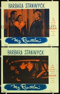 4g530 MY REPUTATION 2 movie lobby cards '46 bad girl Barbara Stanwyck, George Brent!