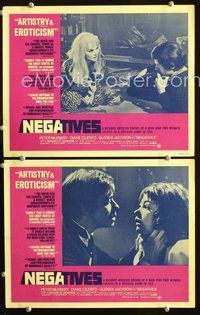 4g535 NEGATIVES 2 movie lobby cards '68 Peter McEnery, Glenda Jackson sexploitation!