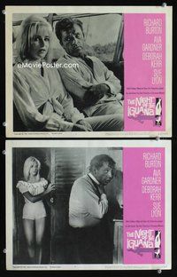 4g543 NIGHT OF THE IGUANA 2 movie lobby cards '64 images of Richard Burton & pretty Sue Lyon!