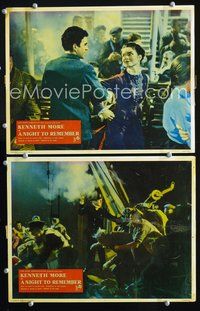 4g545 NIGHT TO REMEMBER 2 English lobby cards '58 Roy Ward Baker directed, English Titanic bio!