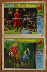 4g546 NIGHT WALKER 2 LCs '65 William Castle directed & written by Robert Bloch, Barbara Stanwyck!