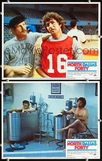 4g554 NORTH DALLAS FORTY 2 movie lobby cards '79 Nick Nolte & Mac Davis as Texas football players!