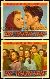 4g555 NORTH STAR 2 movie lobby cards '43 romantic close up of sexy Anne Baxter & Farley Granger!