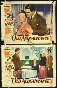 4g565 OLD ACQUAINTANCE 2 movie lobby cards '43 cool images of Bette Davis, Gig Young!
