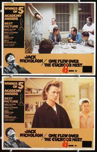 4g571 ONE FLEW OVER THE CUCKOO'S NEST 2 LCs '75 Jack Nicholson, Louise Fletcher, Forman classic!
