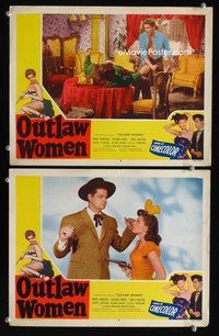 4g581 OUTLAW WOMEN 2 movie lobby cards '52 border art of sexy Marie Windsor!