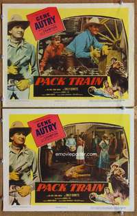 4g582 PACK TRAIN 2 movie lobby cards '53 cowboy Gene Autry in shootout, Gail Davis, western!