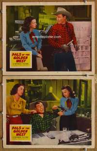 4g584 PALS OF THE GOLDEN WEST 2 movie lobby cards '51 Roy Rogers, Dale Evans!