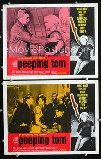 4g590 PEEPING TOM 2 movie lobby cards '62 Michael Powell directed, English voyeur classic!