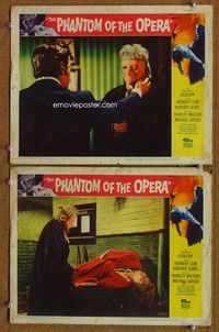 4g592 PHANTOM OF THE OPERA 2 lobby cards '62 Terence Fisher directed, Hammer horror, Herbert Lom!