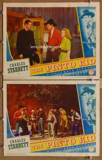 4g597 PINTO KID 2 movie lobby cards '40 Charles Starrett in the title role, Louise Currie!