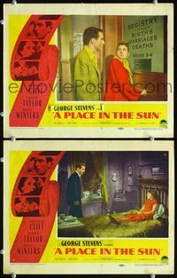 4g600 PLACE IN THE SUN 2 movie lobby cards '51 Montgomery Clift & Shelley Winters!