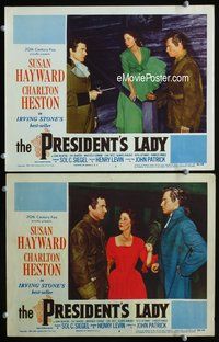 4g608 PRESIDENT'S LADY 2 movie lobby cards '53 Susan Hayward, Charlton Heston as Andrew Jackson!