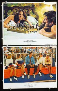 4g609 PRETTY MAIDS ALL IN A ROW 2 movie lobby cards '71 Rock Hudson w/cheerleaders!