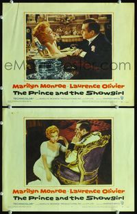 4g610 PRINCE & THE SHOWGIRL 2 movie lobby cards '57 Laurence Olivier, super sexy Marilyn Monroe!