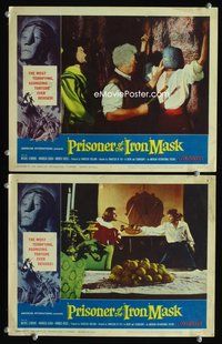4g612 PRISONER OF THE IRON MASK 2 movie lobby cards '62 Italian, cool fencing scene image!