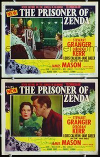 4g613 PRISONER OF ZENDA 2 signed movie lobby cards '52 by Stewart Granger!