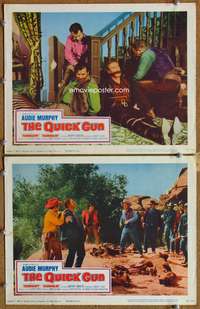 4g623 QUICK GUN 2 movie lobby cards '64 Audie Murphy tieing up bad guys, cowboy western!