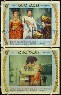 4g624 QUO VADIS 2 movie lobby cards '51 Robert Taylor, Deborah Kerr & Peter Ustinov in Ancient Rome!