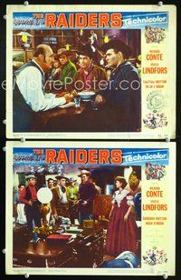 4g626 RAIDERS 2 movie lobby cards '52 Richard Conte, Lesley Selander directed!