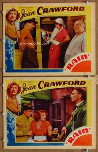 4g627 RAIN 2 movie lobby cards R37 Joan Crawford is a woman without shame, Walter Huston!