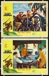 4g630 REAL GLORY 2 movie lobby cards R55 cool border art of Gary Cooper with rifle & pistol!