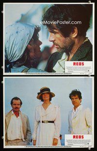 4g634 REDS 2 lobby cards '81 great close up of Warren Beatty & Diane Keaton and w/Jack Nicholson!