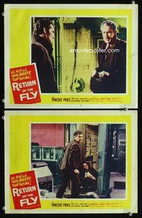 4g640 RETURN OF THE FLY 2 movie lobby cards '59 Edward Bernds directed, Vincent Price, sci-fi!