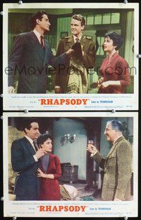 4g641 RHAPSODY 2 movie lobby cards '54 Elizabeth Taylor, Vittorio Gassman, John Ericson!