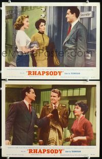 4g642 RHAPSODY 2 movie lobby cards '54 Vittorio Gassman, Elizabeth Taylor, Barbara Bates!