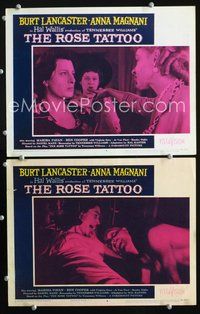 4g659 ROSE TATTOO 2 movie lobby cards '55 based on Tennessee Williams' play, Anna Magnani!