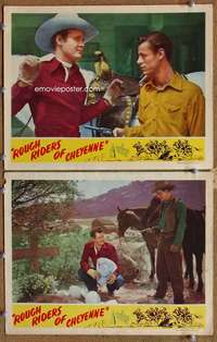 4g662 ROUGH RIDERS OF CHEYENNE 2 movie lobby cards '45 cool images of cowboy Sunset Carson!
