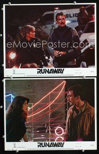 4g664 RUNAWAY 2 movie lobby cards '84 Tom Selleck as future cop, Kirstie Alley!