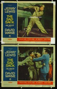 4g666 SAD SACK 2 movie lobby cards '58 wacky images of screwball Jerry Lewis!