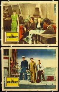 4g673 SEA HORNET 2 movie lobby cards '51 Rod Cameron, Richard Jaeckel, Adele Mara!
