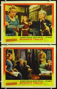 4g681 SEPARATE TABLES 2 movie lobby cards '58 Burt Lancaster coming in from the cold, Deborah Kerr!
