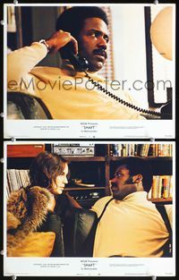 4g687 SHAFT 2 movie lobby cards '71 images of tough detective Richard Roundtree!